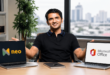 Bhavin Turakhia présentant Neo face à Microsoft Office dans un environnement de travail moderne