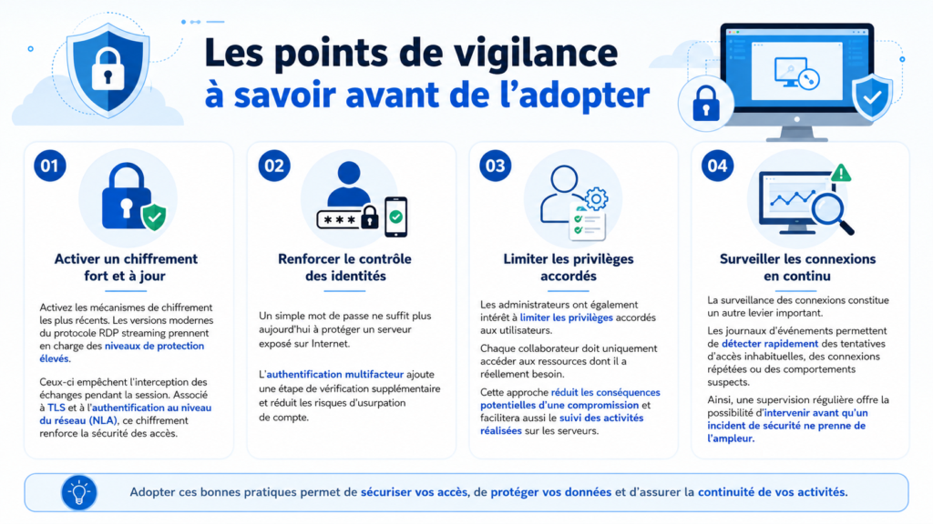 Quels sont les points de vigilance sur le RDP Streaming ?