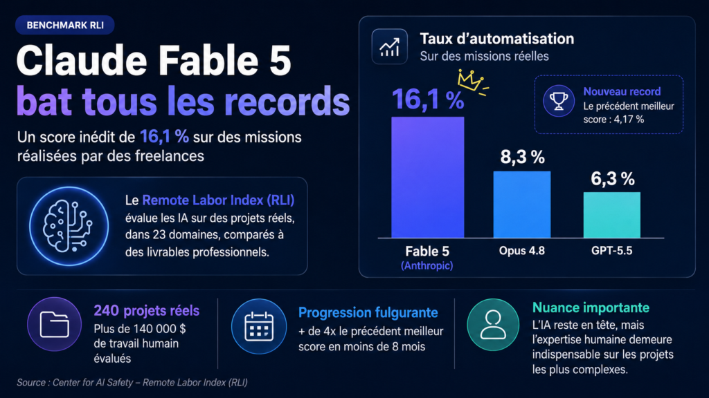Infographie qui montre le score de Fable 5 sur RLI