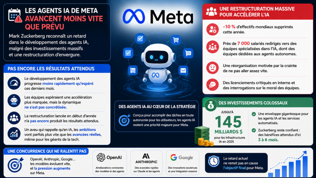 infographie sur le retard du développement des agents IA de Meta
