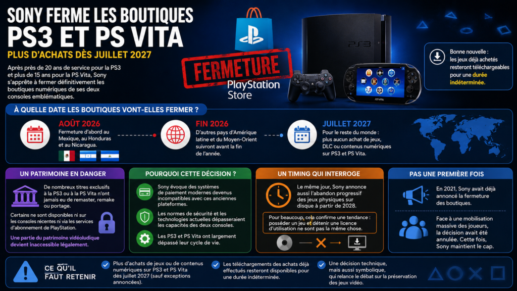 Infographie sur la fermeture des boutiques PS3 et PS Vita
