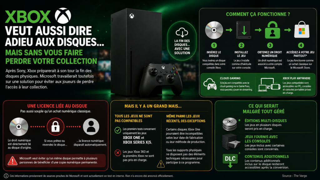 infographie sur la fonctionnalité de Xbox pour les jeux sur disques